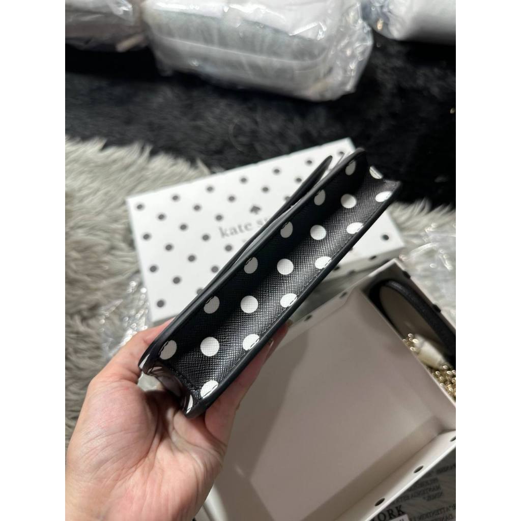 ORIG & IMPORTED KS Cheers Black Polka Dot Crossbody Black Mini Bag with Box