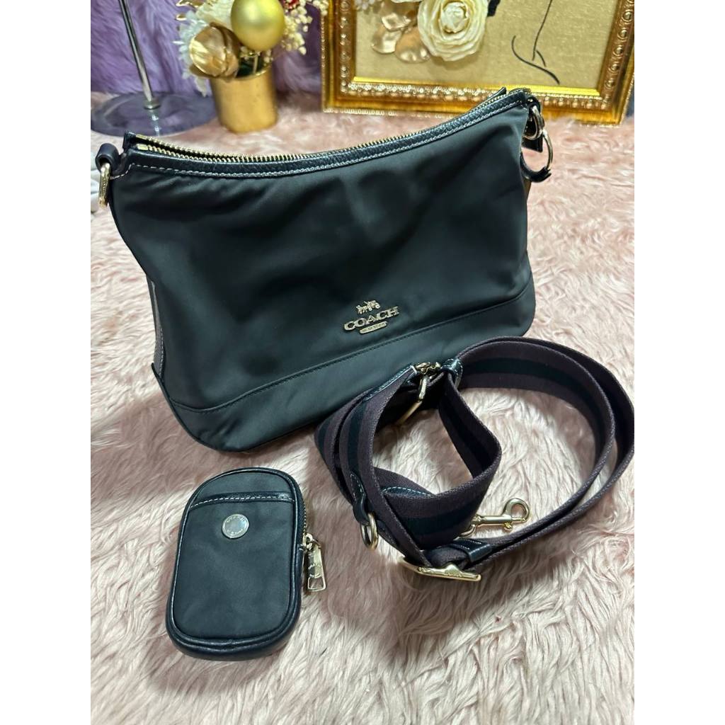 ORIG Preloved CCH Ellis Shoulder Nylon Black Bag with Pouch