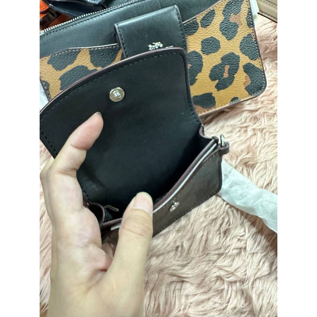 ORIG & IMPORTED CCH Poppy Crossbody Small Slim Bag With Card Case Leopard Print Brown
