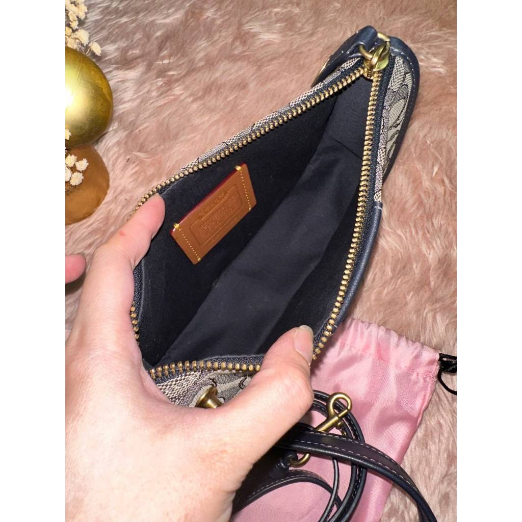 ORIG Preloved CCH Retail Swinger Blue Shoulder Bag In Signature Jacquard