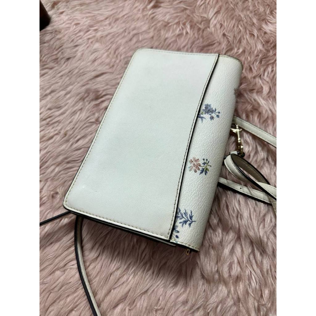 ORIG Preloved CCH Anna Foldover Crossbody Clutch Small White Bag Dandelion Floral Print