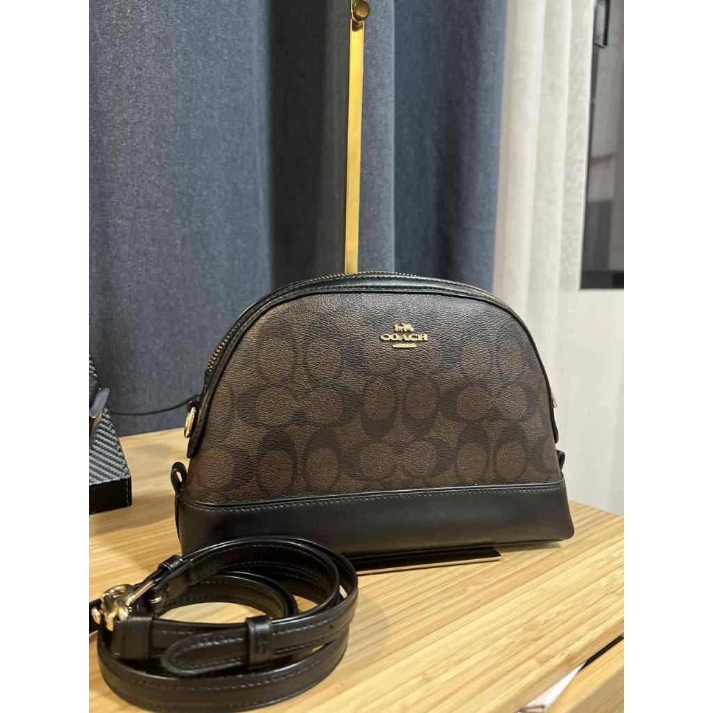 ORIG Preloved CCH Dome Crossbody Signature Brown Black Small Bag
