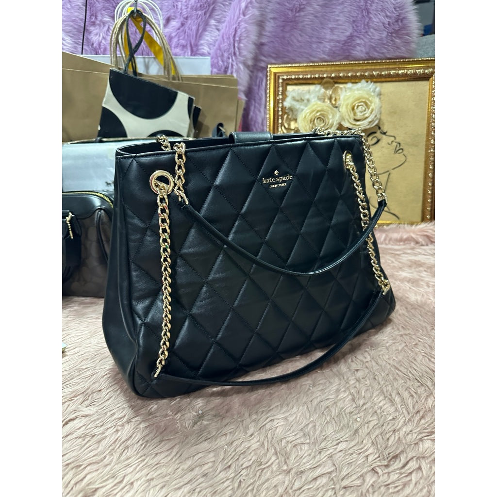 ORIG Preloved KS Large Carey Black Quilted Tote Bag