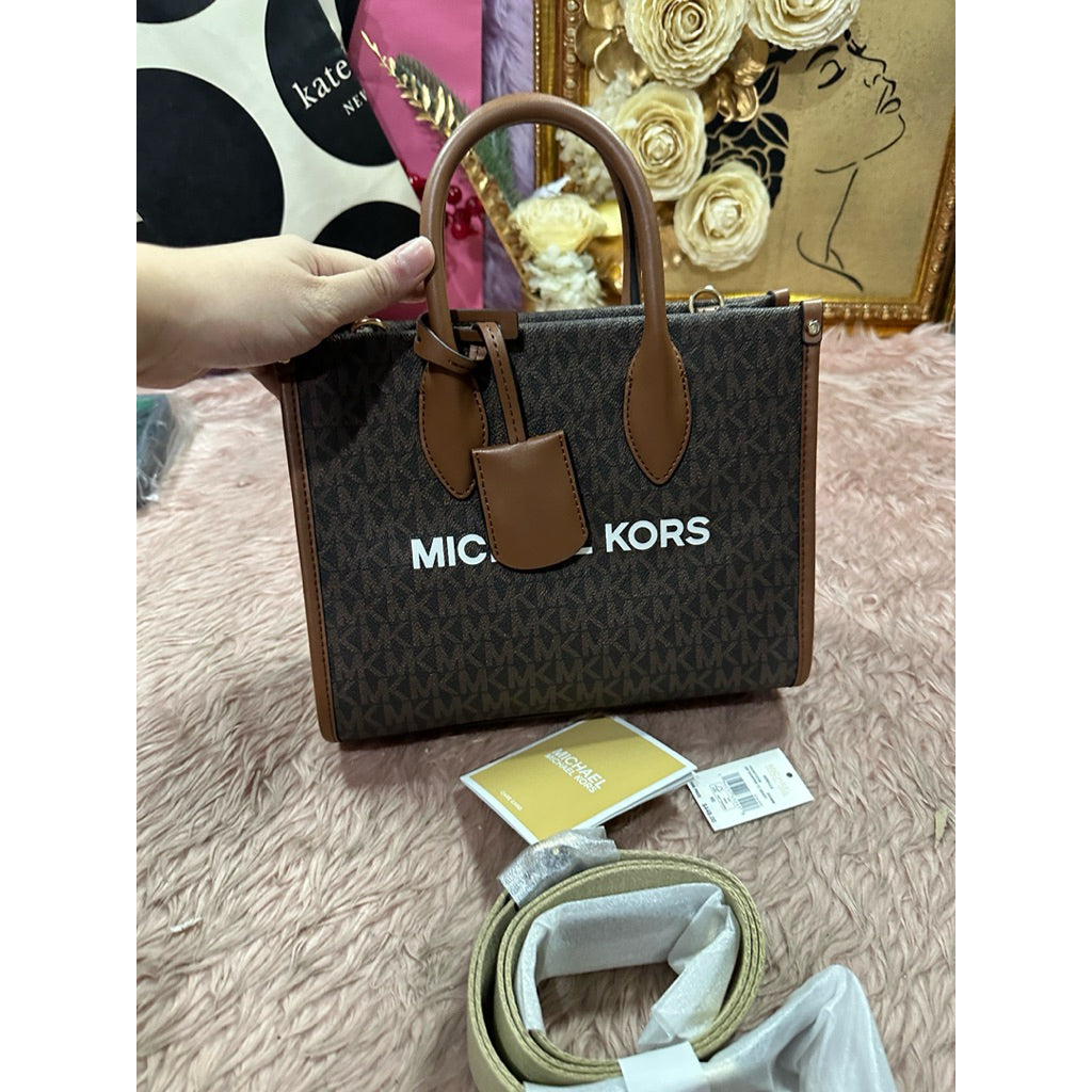ORIG & IMPORTED MK Mirella Small Logo Crossbody Bag Brown White vanilla
