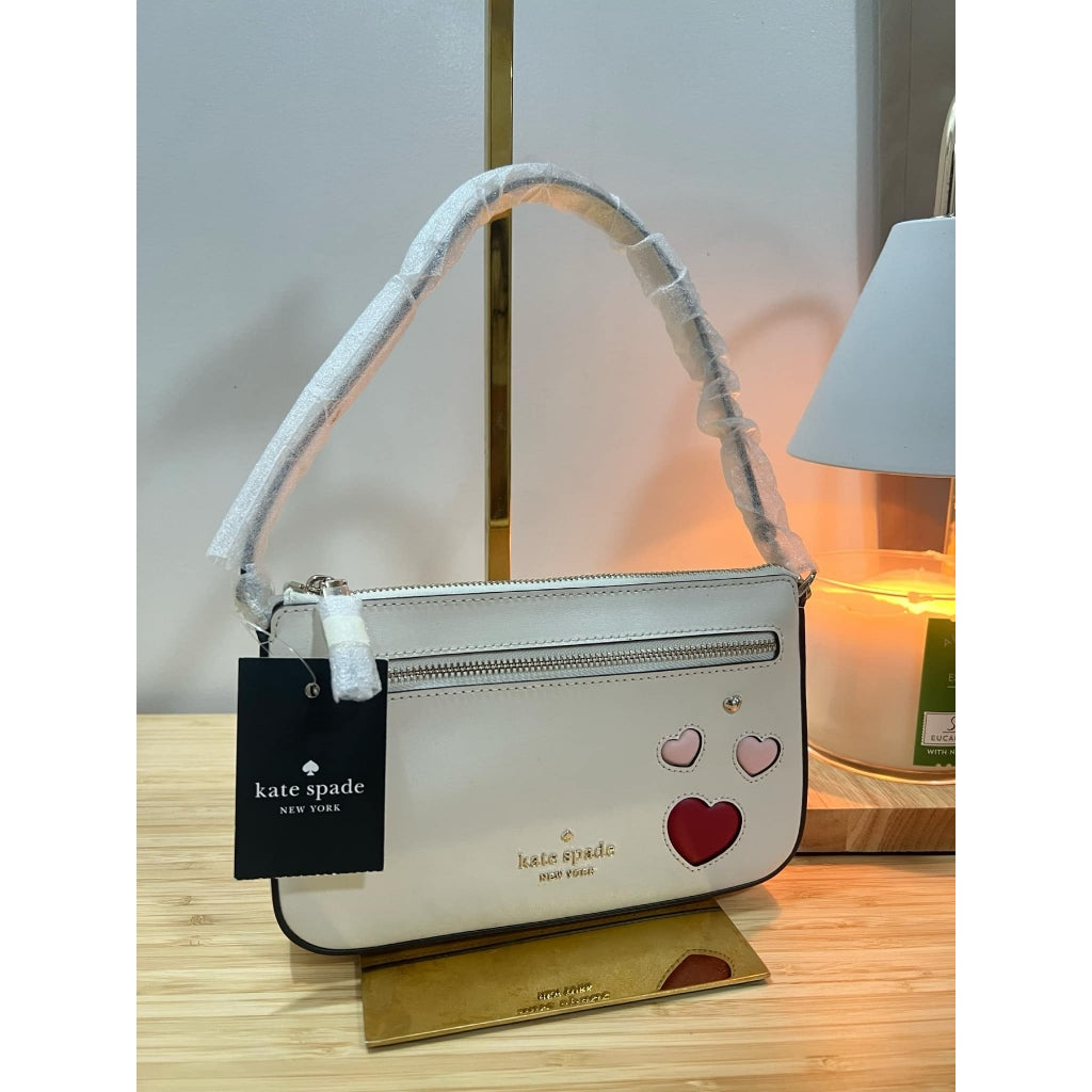 ORIG & IMPORTED KS Valentines Day Convertible Heart Wristlet Small White Bag