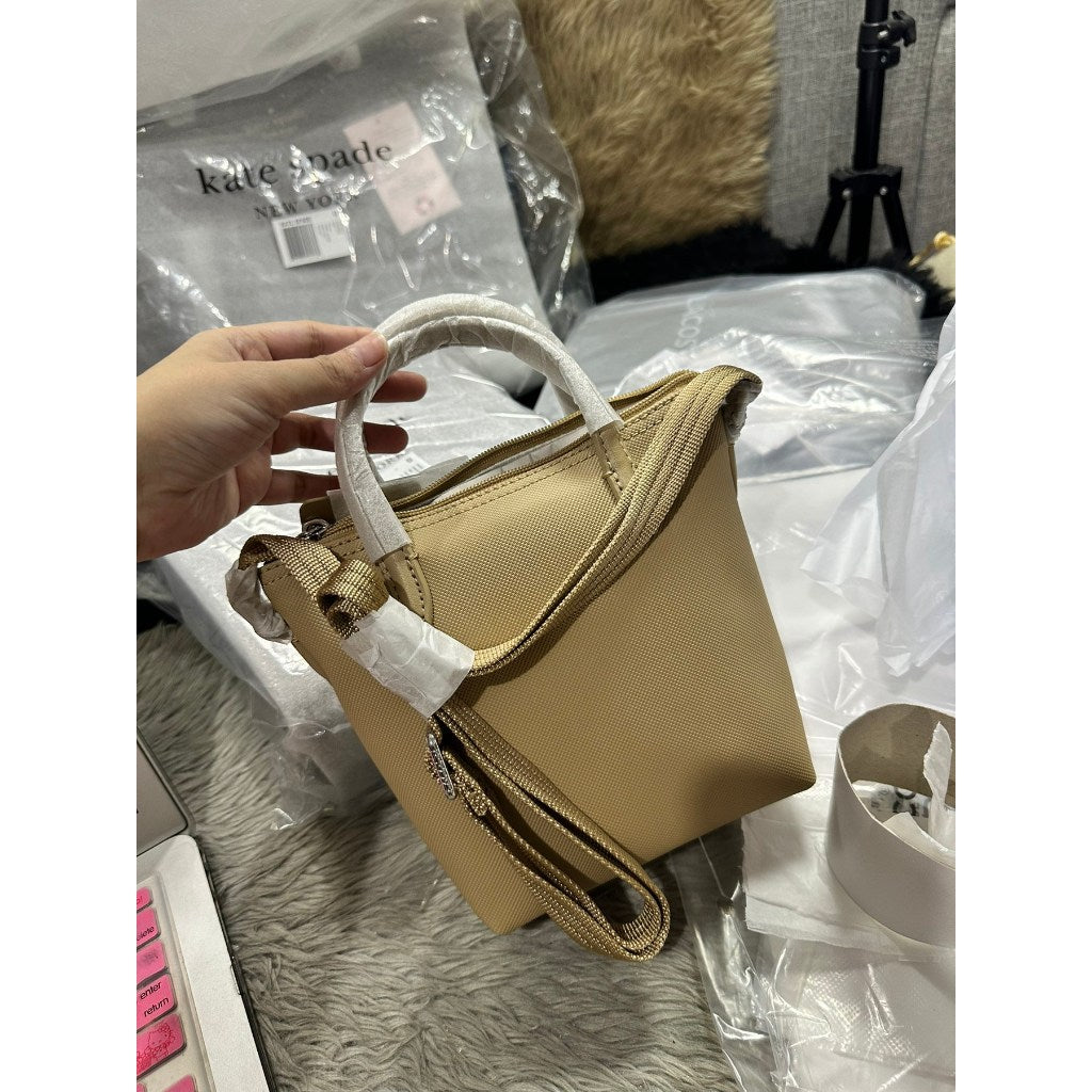 ORIG & IMPORTED LCT Women's Concept Petit Piqué Coated Canvas Mini Zip Tote Bag Beige