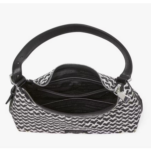 ORIG & IMPORTED KS KS Retail Sam Icon Modernist Hearts Nylon Small Shoulder Bag Black/Whit