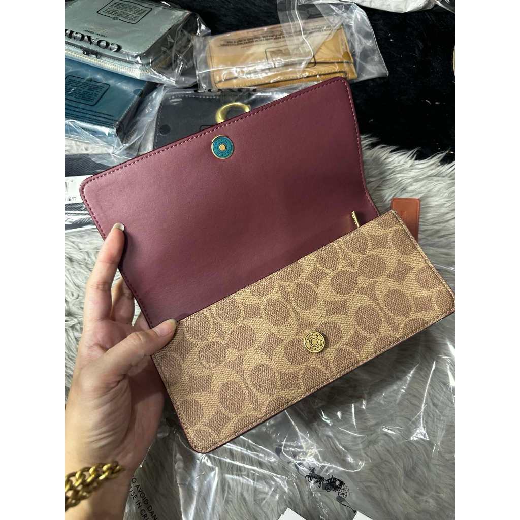 ORIG & IMPORTED CCH Retail Evie Long Wallet With Chain In Signature Canvas Khaki Brown