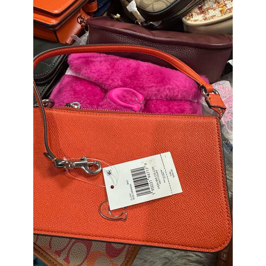 ORIG & IMPORTED CCH Retail Pouch Small Bag With Signature Canvas Interior ORANGE