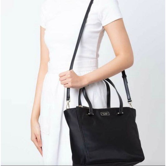 ORIG Preloved KS Dawn Medium Satchel Double zip Nylon Bag Black