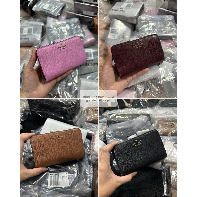ORIG & IMPORTED KS Lena Pebbled Medium Compact Bifold Wallet Black Brown Green Beige