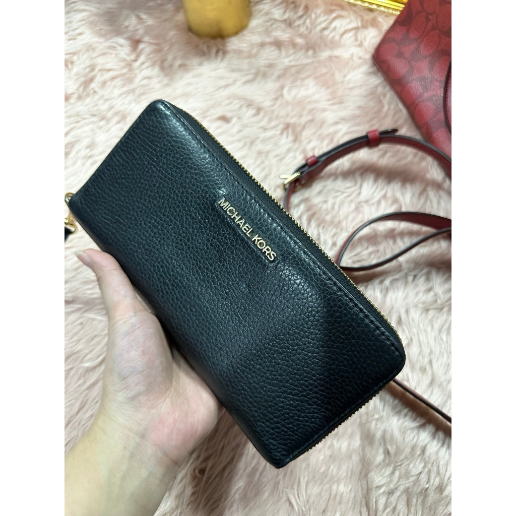 ORIG Preloved MK Leather Continental Long Wallet Wristlet