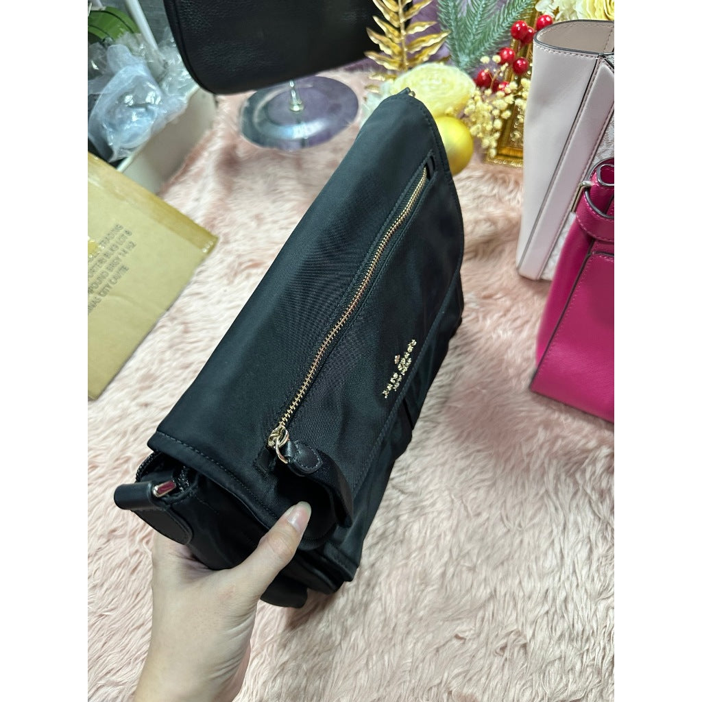 ORIG Preloved KS Chelsea Messenger Black Nylon Bag