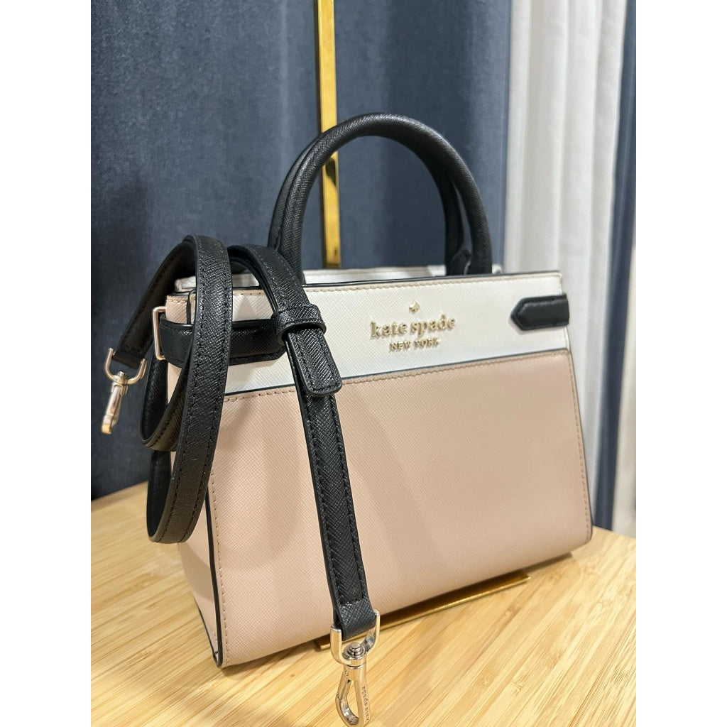 ORIG Preloved KS Staci Colorblock Small Satchel Beige Bag