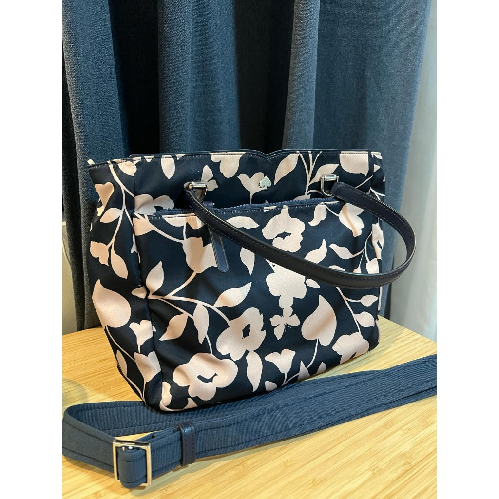 ORIG Preloved KS Jae Garden Floral Vine Medium Satchel Nylon Bag