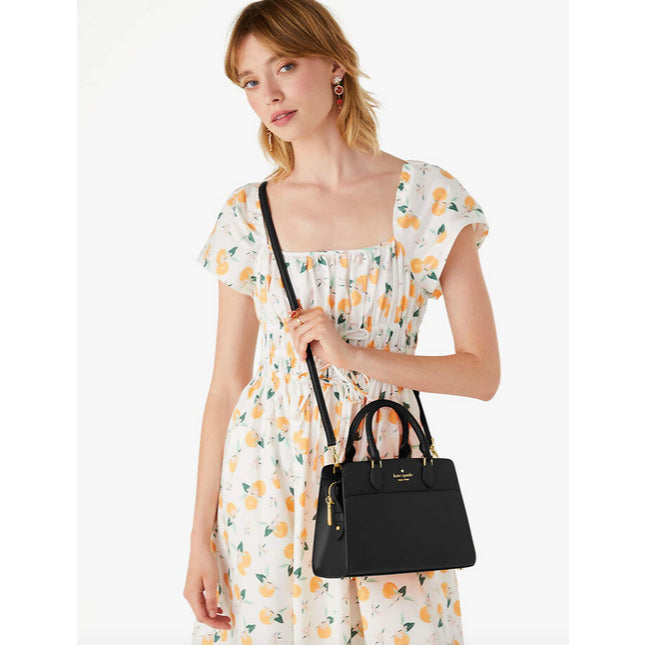 ORIG & IMPORTED KS Madison Small Satchel Bag in Beige / Black