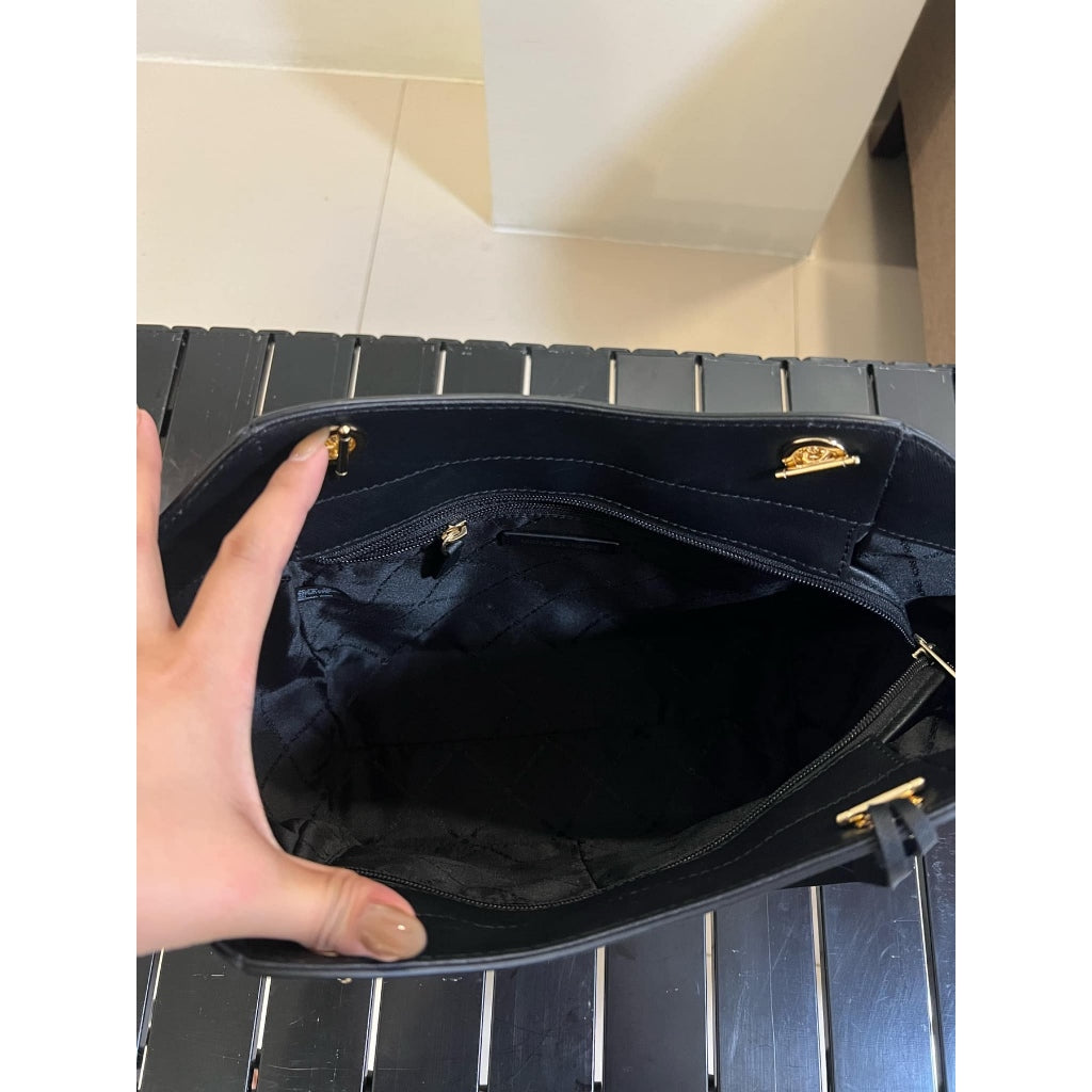 ORIG MK Jet Set Large Saffiano Chain Shoulder Tote Bag Black