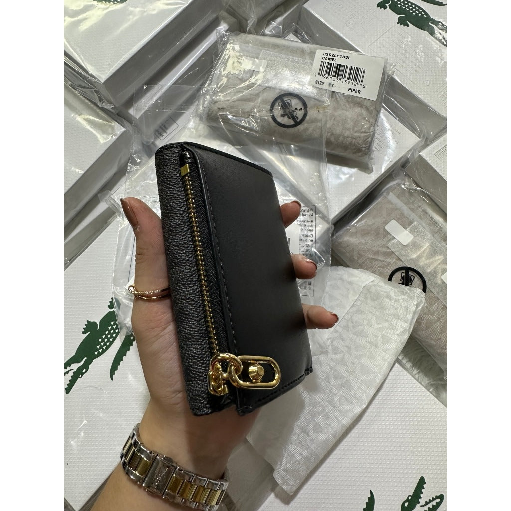 ORIG & IMPORTED MK Retail Parker Medium Logo TriFold Wallet BLACK