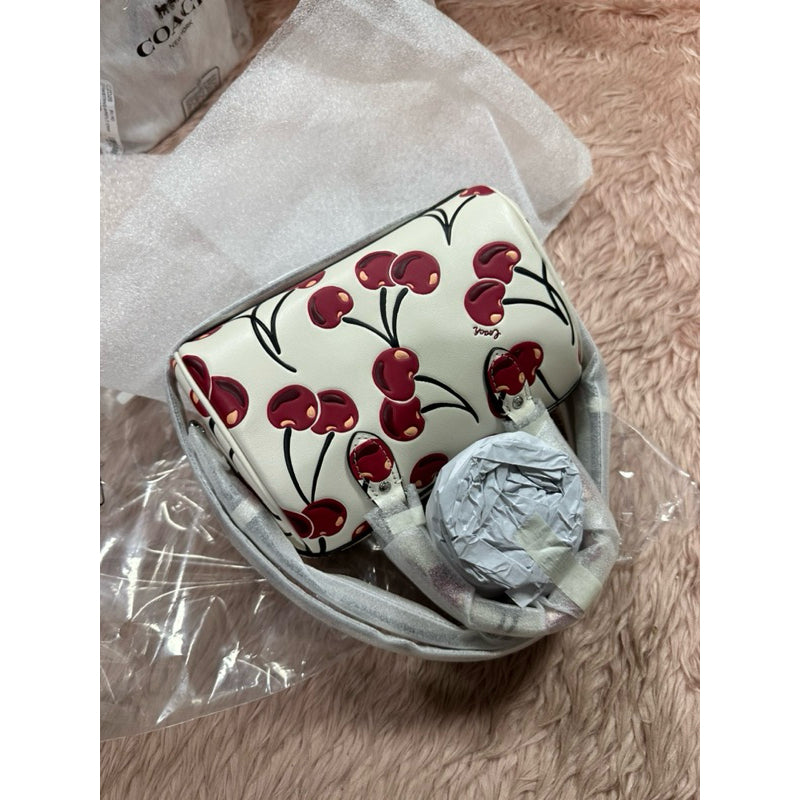 ORIG & IMPORTED CCH Mini Rowan Crossbody Small White Bag With Cherry Print