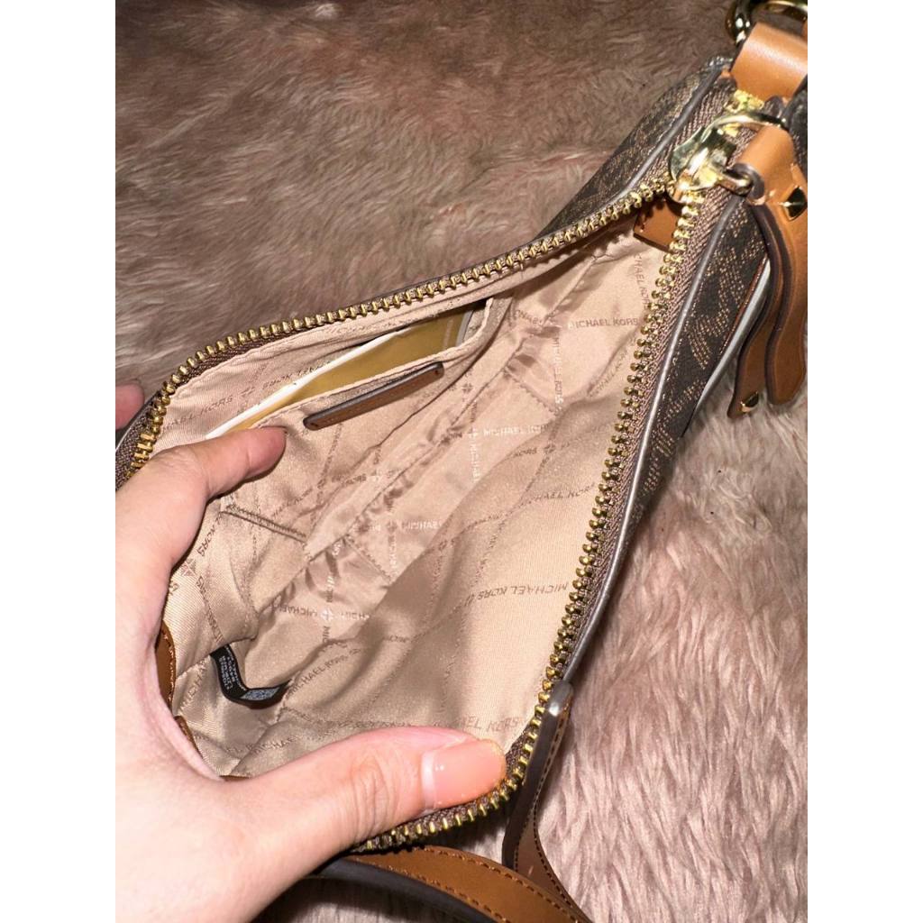 ORIG & IMPORTED MK Signature Dover Small Half Moon Crossbody Bag Brown