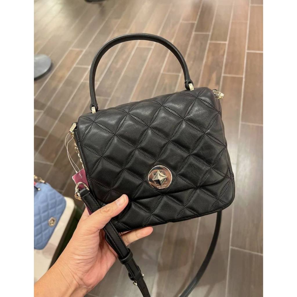 ORIG & IMPORTED KS Natalia Top Handle Square Quilted Black Bag