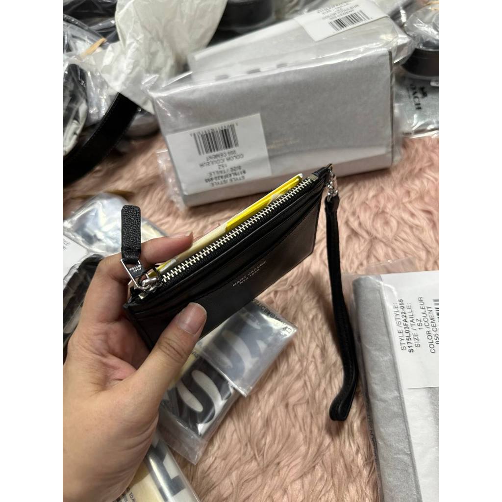 ORIG & IMPORTED MJ The Top Zip Wristlet Wallet Taupe / Black