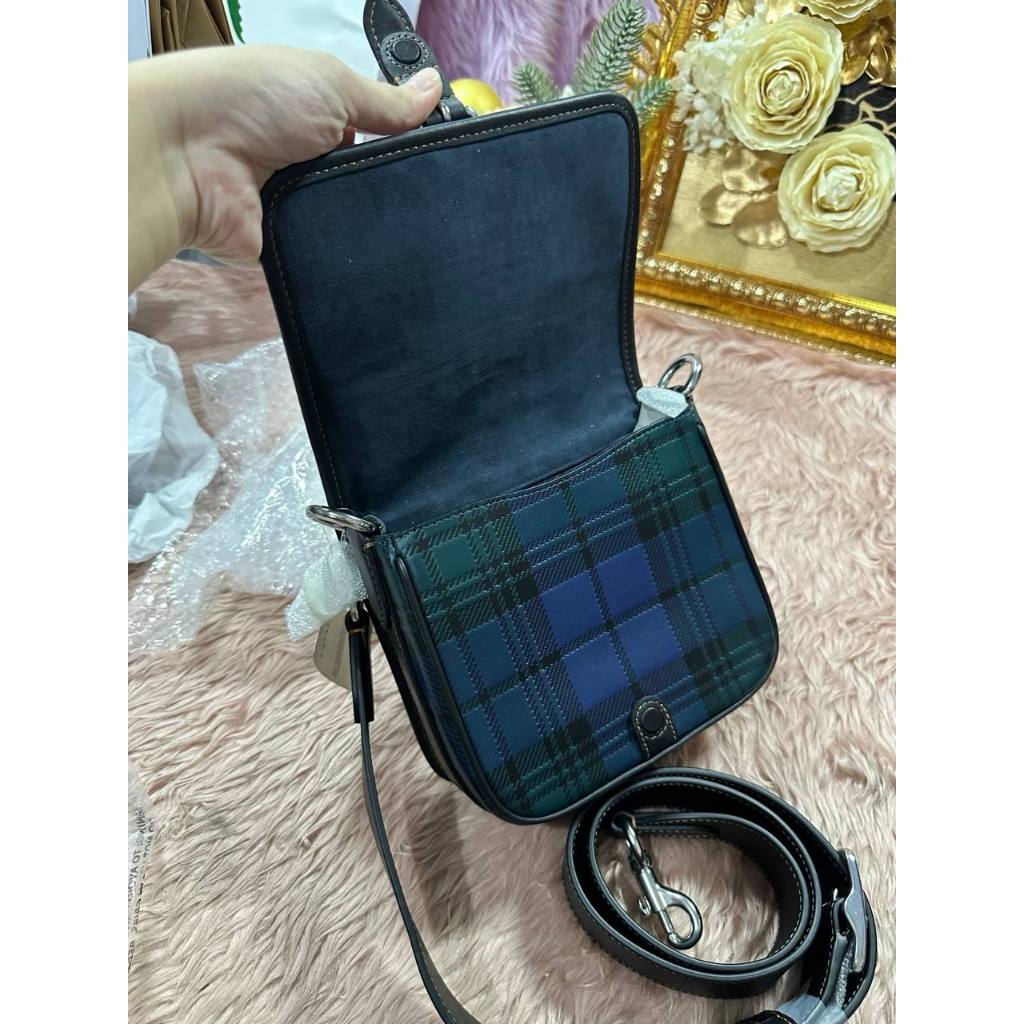 ORIG CCH Retail Frankie Crossbody 18 With Plaid Print Blue Small Men Bag