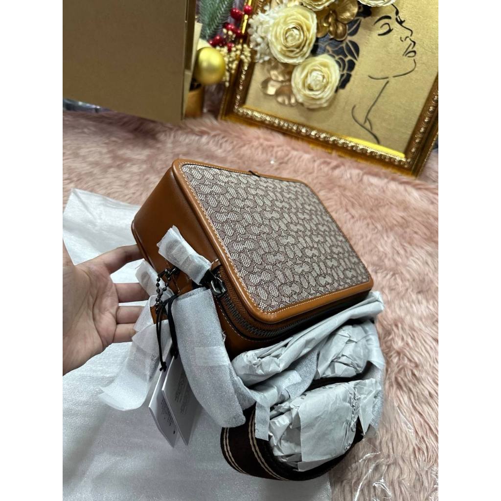 ORIG CCH RETAIL CHARTER CROSSBODY 24 IN MICRO SIGNATURE JACQUARD BROWN