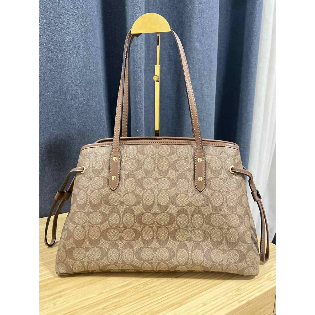 ORIG Preloved CCH Drawstring Carryall Large Tote Satchel Bag Khaki Brown