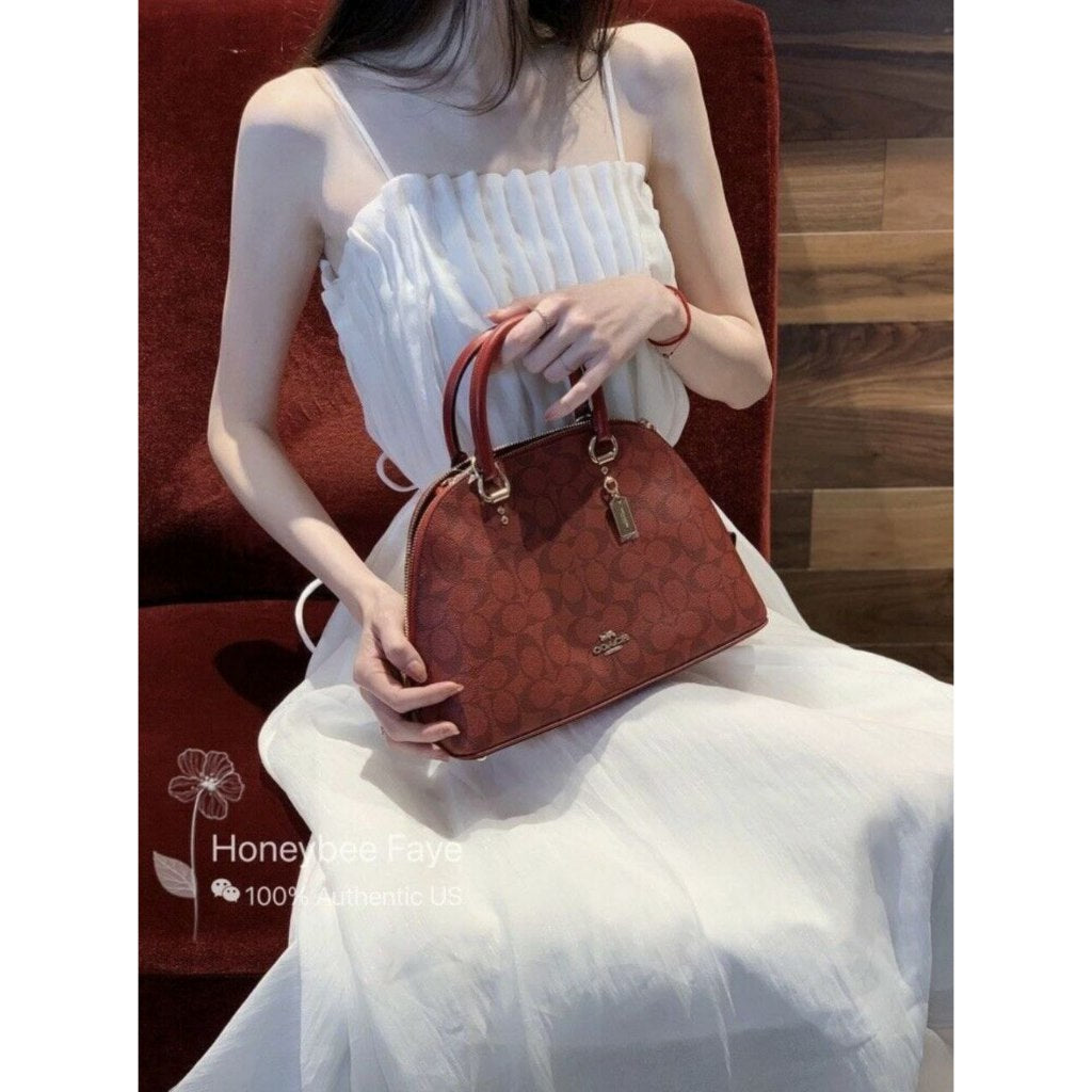 ORIG Preloved CCH Katy Satchel In Signature Canvas Red Bag