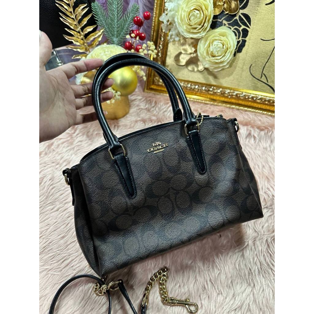 ORIG Preloved CCH Mini Sage Carryall Signature Brown Black Small Bag