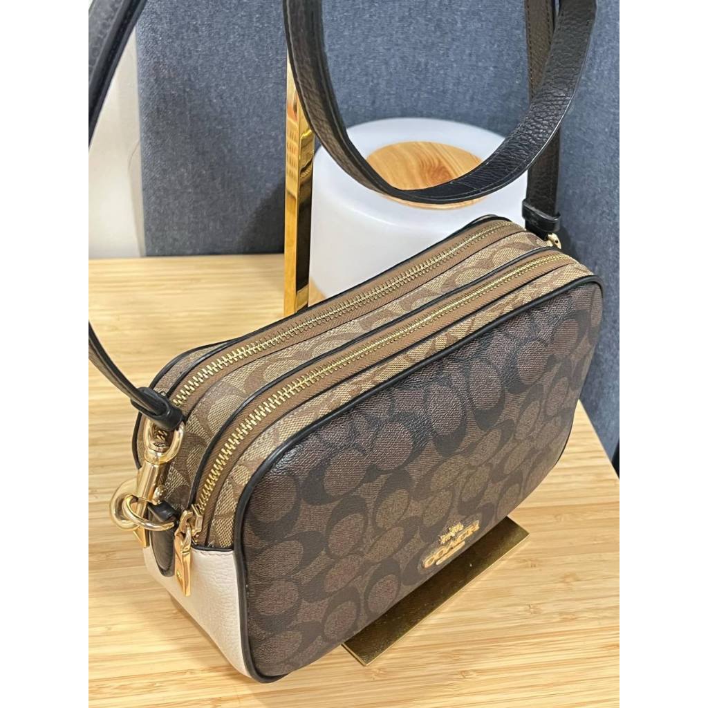 ORIG Preloved CCH RARE Jes Crossbody In Blocked Signature Canvas Brown Bag