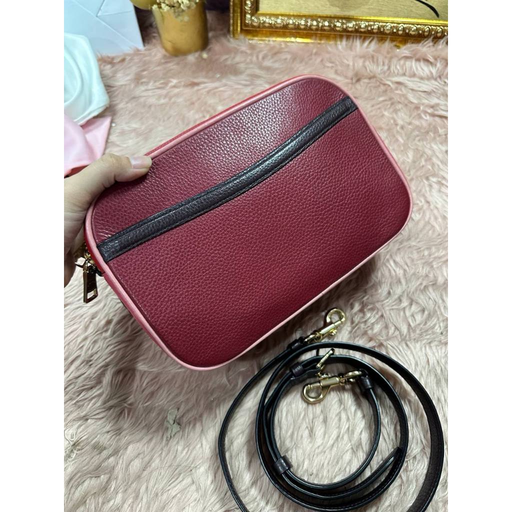 ORIG Preloved CCH Rare Jes Crossbody Double Zip Bag In Colorblock Red