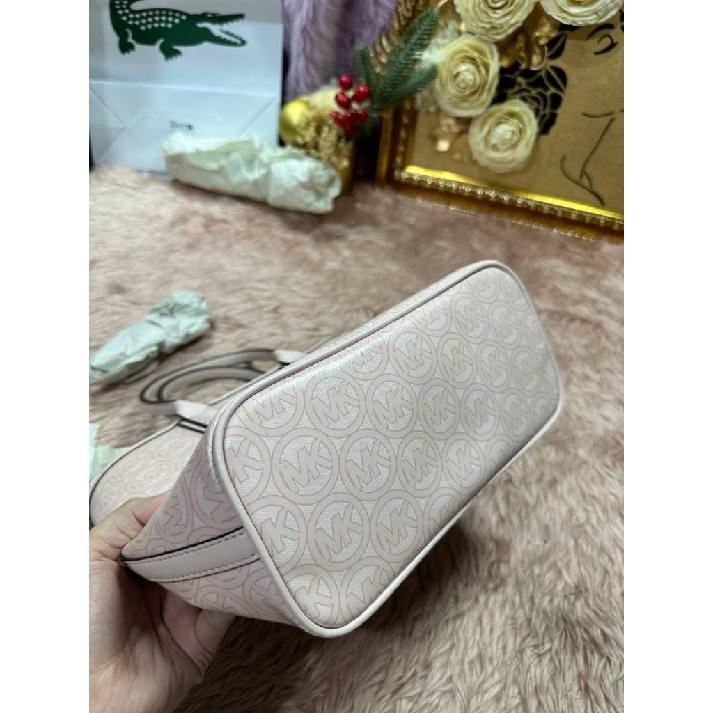 ORIG & IMPORTED MK Jodie Small Logo Jacquard Tote Bag Pink