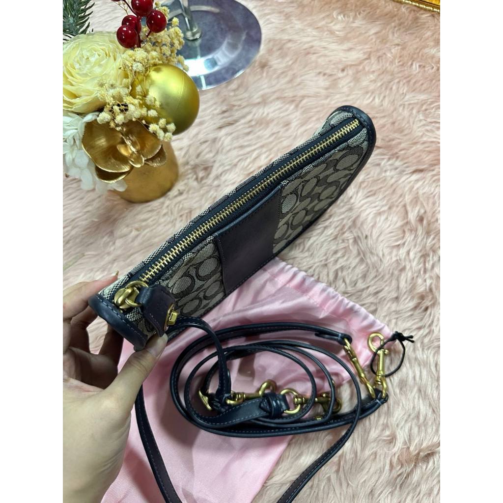 ORIG Preloved CCH Retail Swinger Blue Shoulder Bag In Signature Jacquard