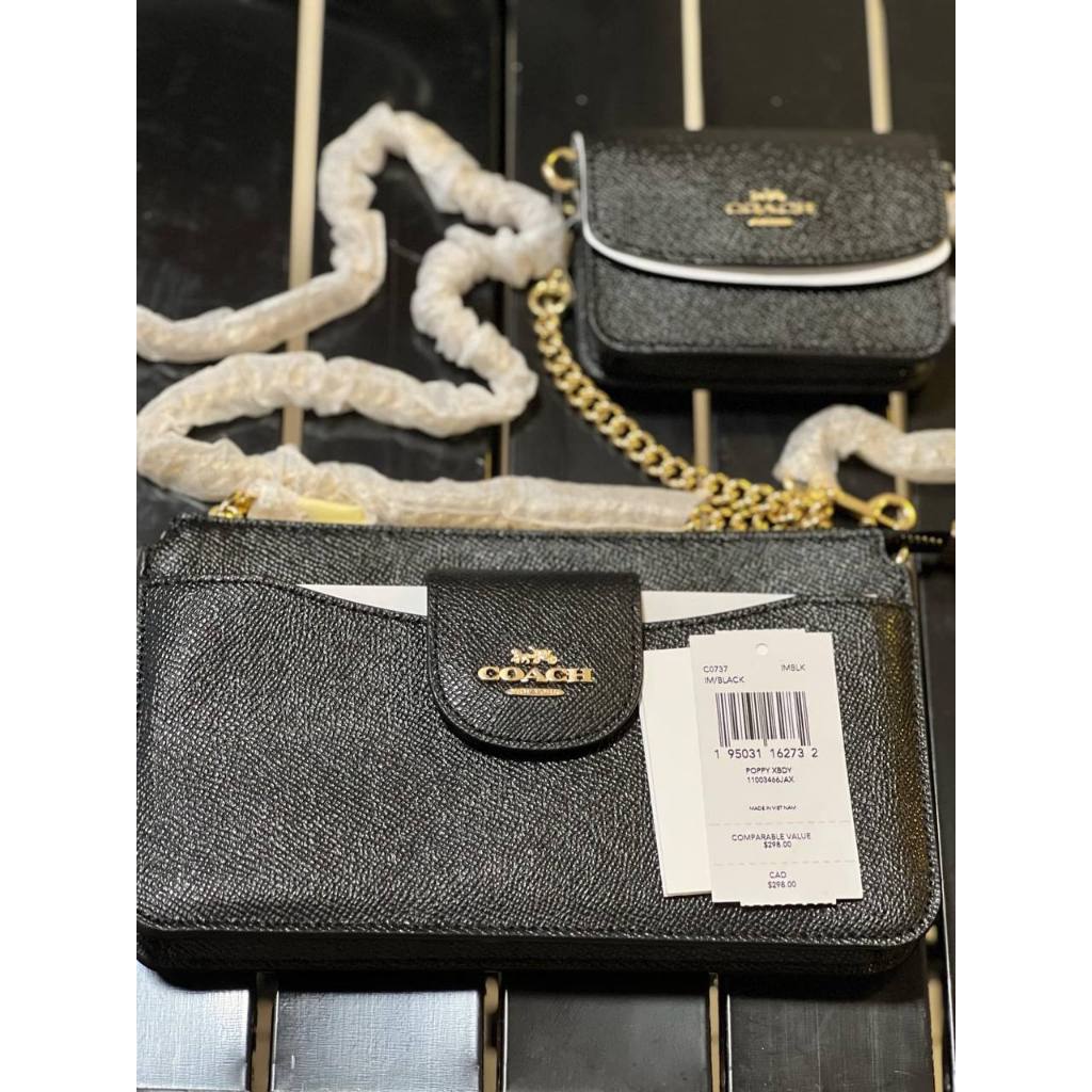 ORIG & IMPORTED CCH Poppy Crossbody Small Black Chain Bag with Wallet