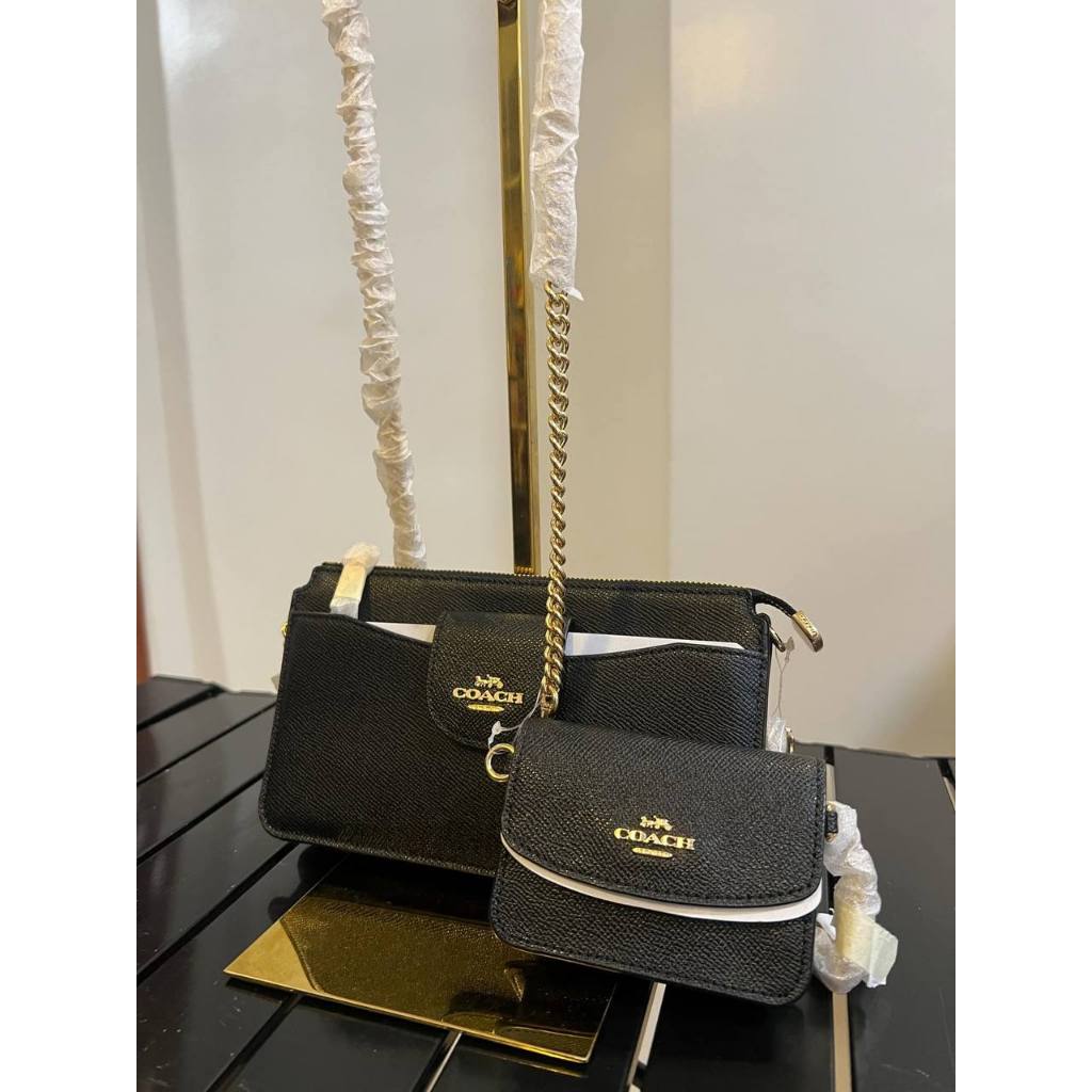 ORIG & IMPORTED CCH Poppy Crossbody Small Black Chain Bag with Wallet