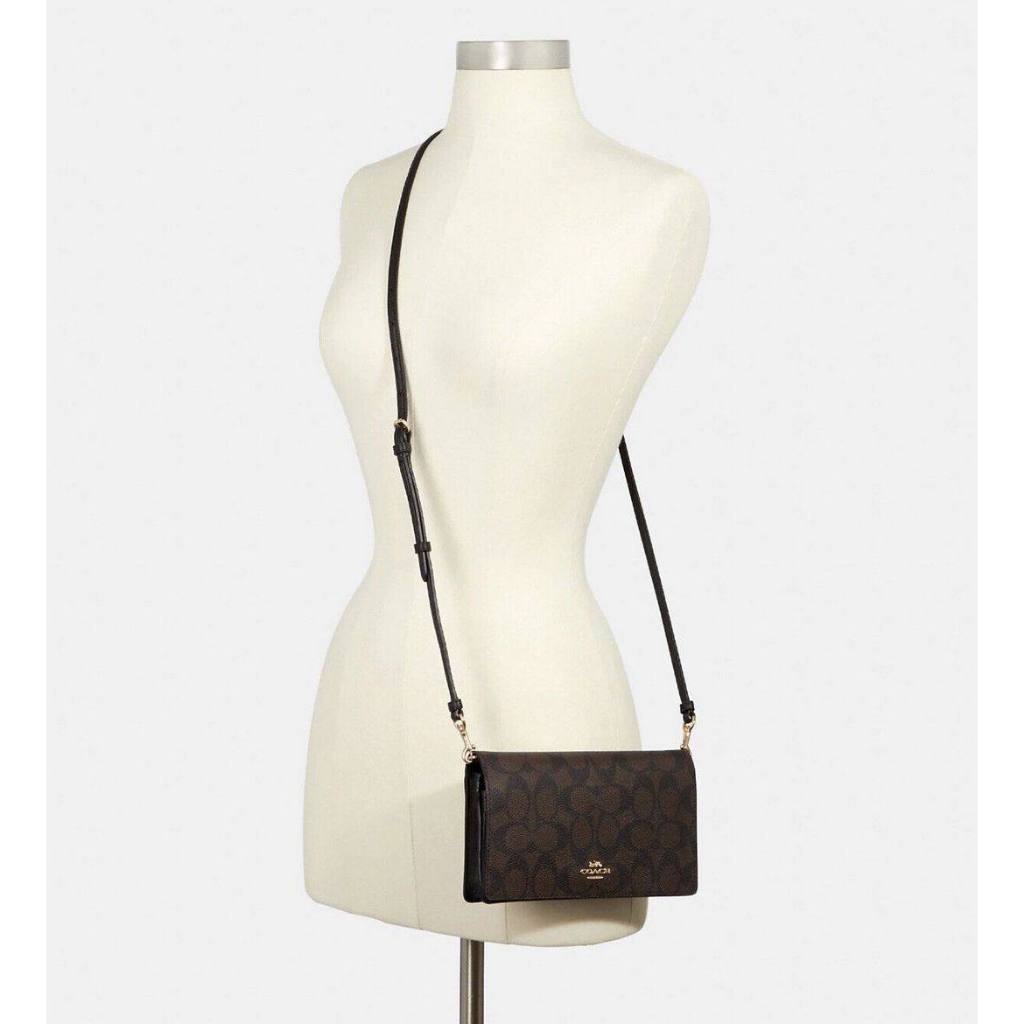 ORIG Preloved CCH Anna Foldover Crossbody Clutch Small Bag Signature Brown Black