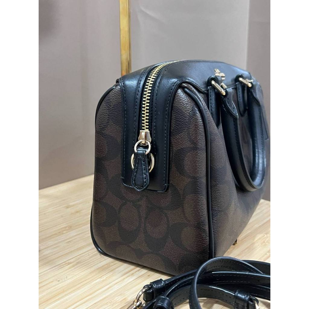 ORIG Preloved RARE CCH Mini Bennett Satchel In Signature Canvas Small Brown Bag