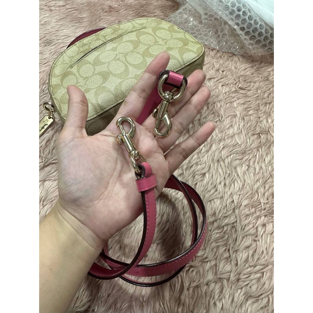 ORIG Preloved CCH Serena Satchel In Signature Canvas in Light Khaki/Pink Small Bag