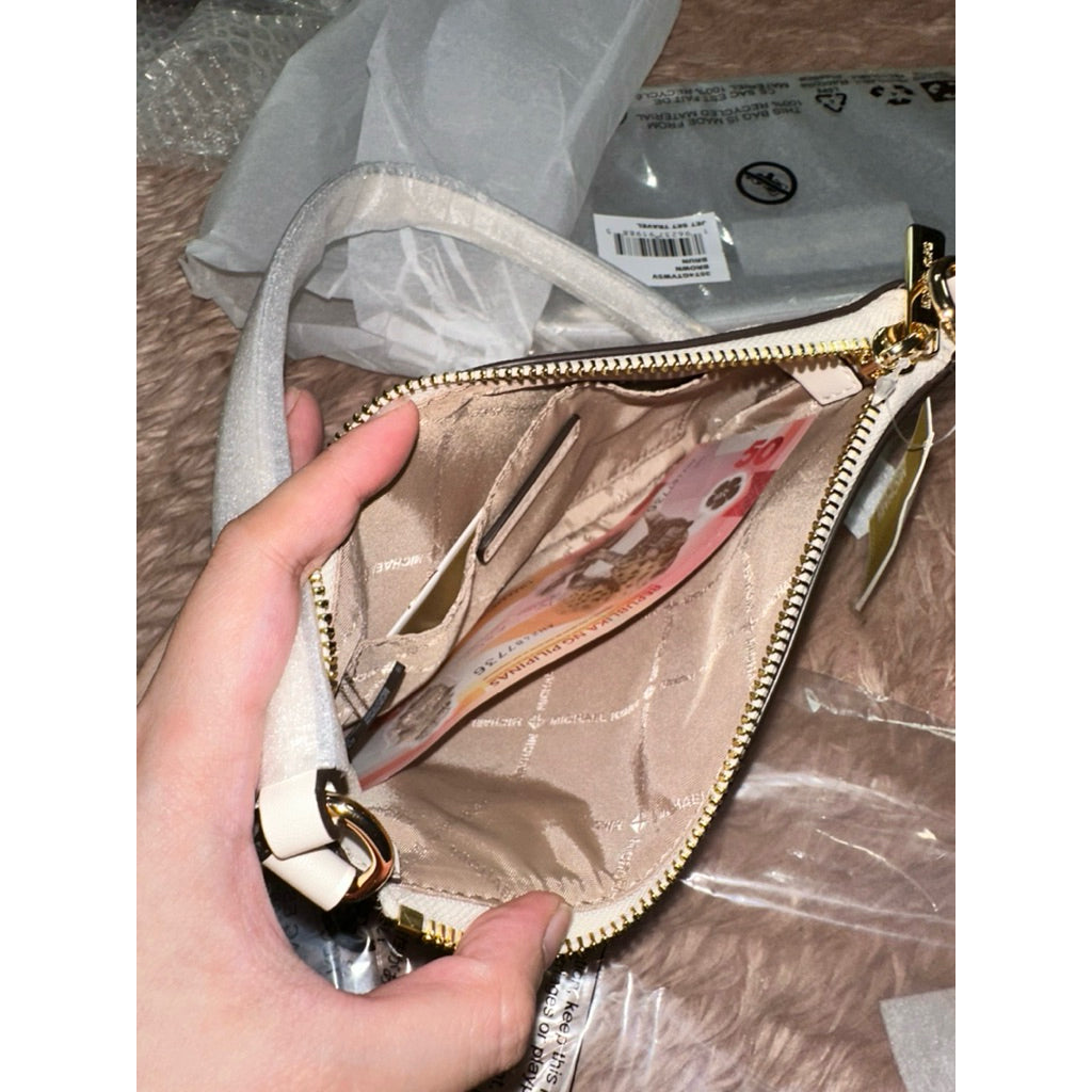 ORIG & IMPORTED MK Jet Set Small Signature Logo Large Wristlet Wallet Bag brown white Pink