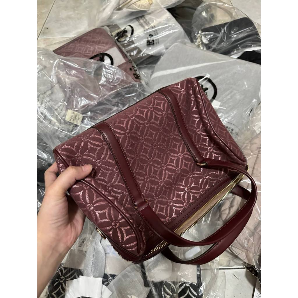 ORIG & IMPORTED MK Medium Duffle Satchel Bag Glitter Oxblood Maroon