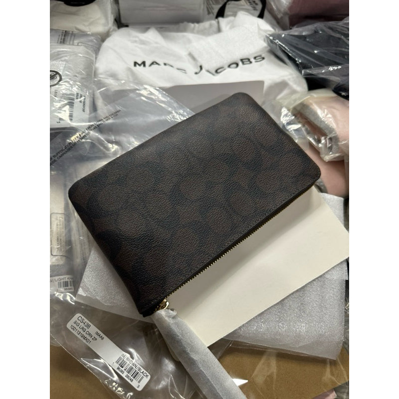 ORIG & IMPORTED CCH Large Corner Zip Wristlet Phone Wallet In Signature Canvas Brown/Khaki