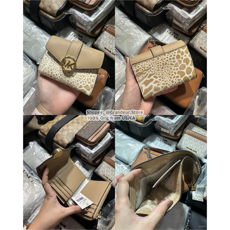 ORIG & IMPORTED MK Leida Carmen Medium Signature Logo Wallet Brown