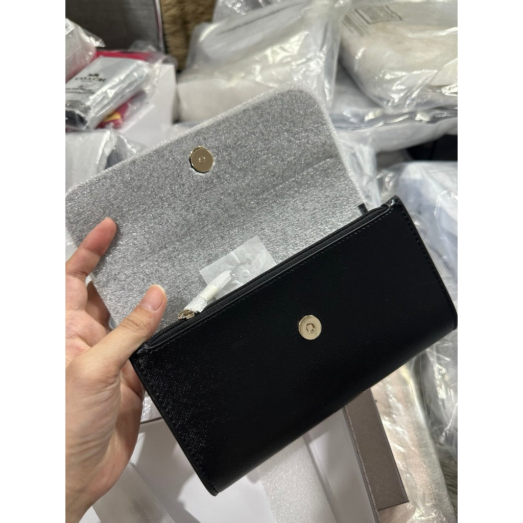 ORIG & IMPORTED KS Kenzie Boxed Glitter Medium Flap Wristlet Wallet Black Green