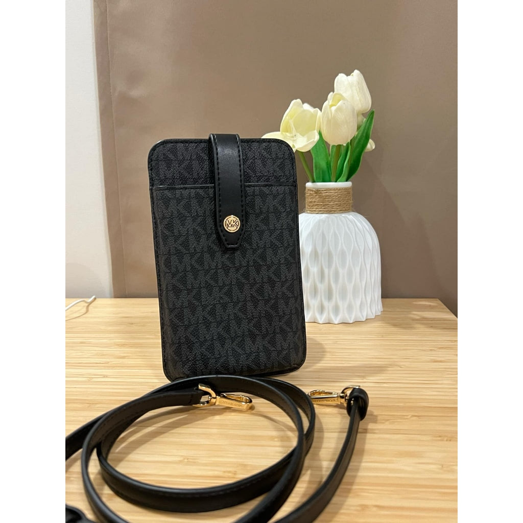 ORIG PRELOVED  MK Logo Phone Crossbody Small Bag Wallet Black