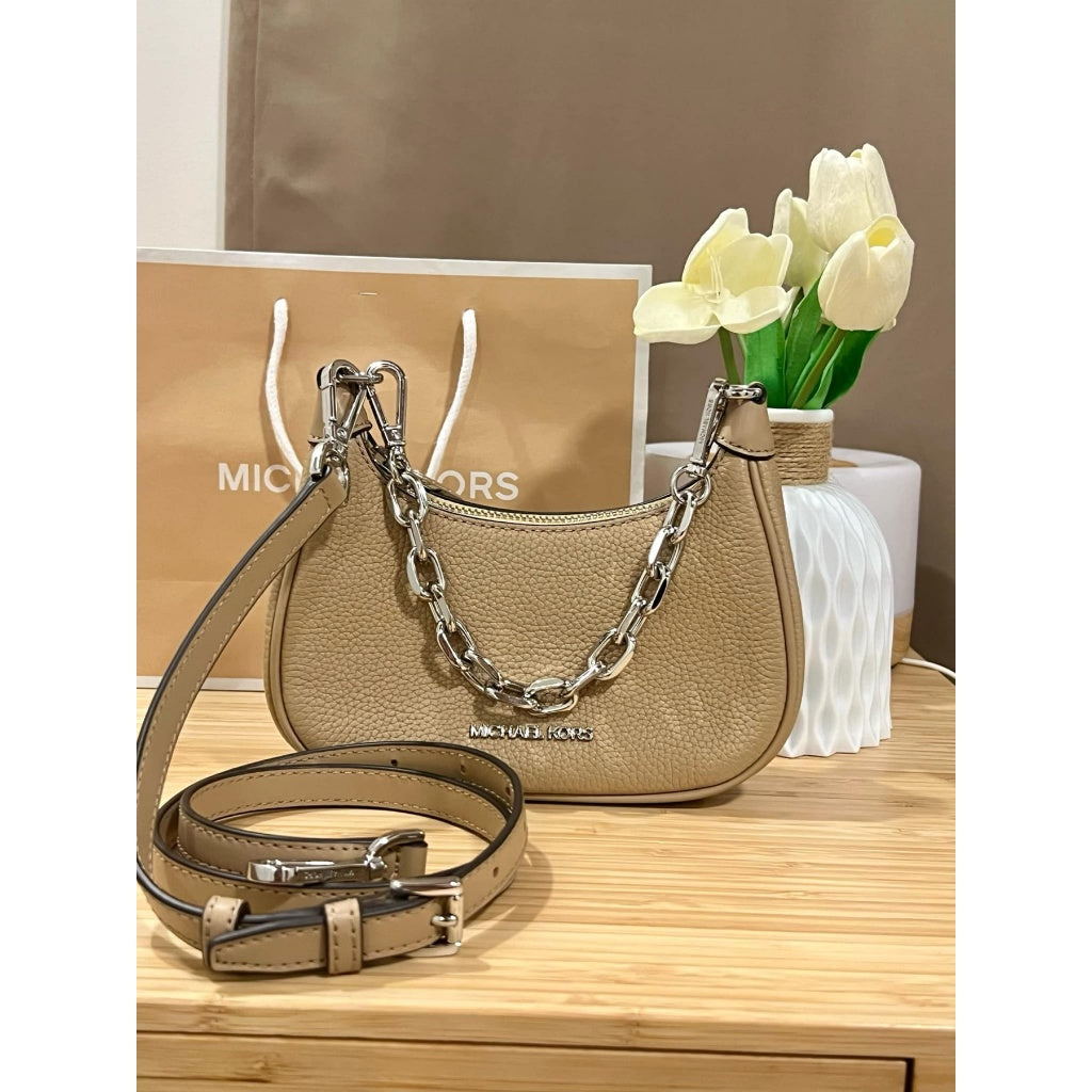 ORIG PRELOVED  MK Cora Mini Zip Pouchette Camel KiliKili Crossbody Bag Camel Brown