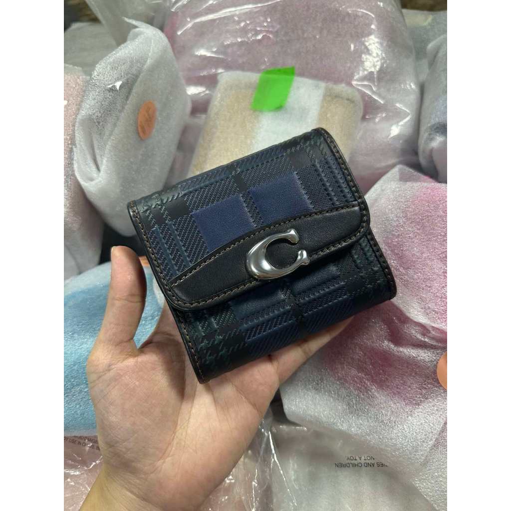 ORIG & IMPORTED CCH Retail Small Slim Bandit Wallet With Plaid Print Blue/Green