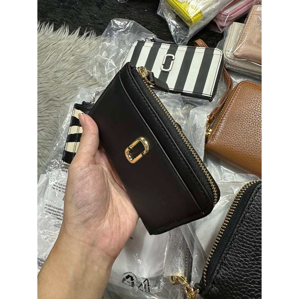 ORIG & IMPORTED MJ The Top Zip Multi Slim Card Wallet Black/Pink
