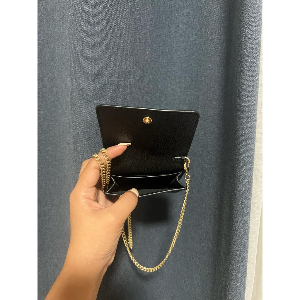 ORIG Preloved CCH MWOC Mini Wallet On A Chain Micro Bag Black Brown